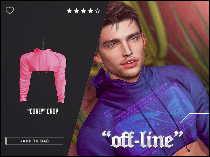 "Off-Line" x "Corey" Cropped Hoodie / Hot Pink