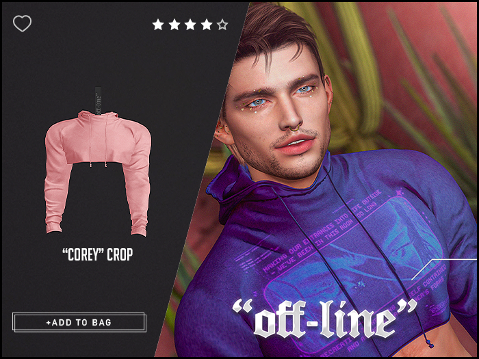 "Off-Line" x "Corey" Cropped Hoodie / Baby Pink