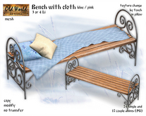 Bench with cloth v1 - Old World - Rustic Furniture