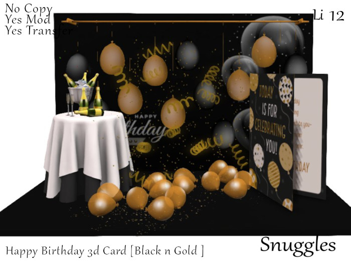 Happy Birthday 3d Card [Black n Gold ]