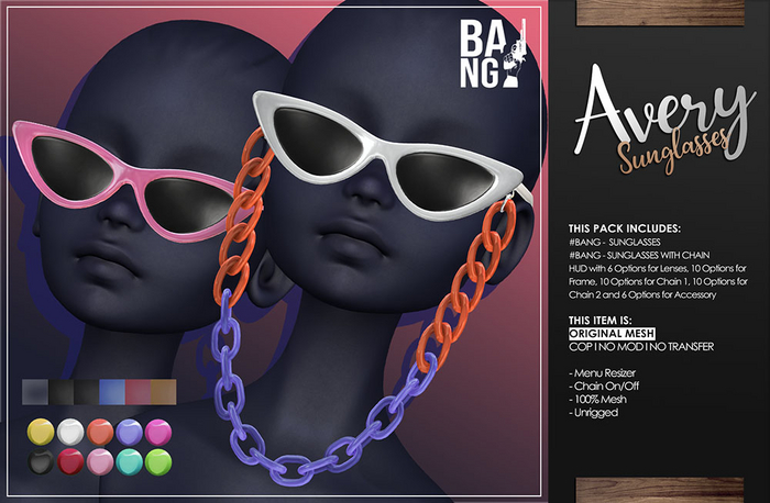 #BANG . Sunglasses with Chain 'Avery' *Wear*