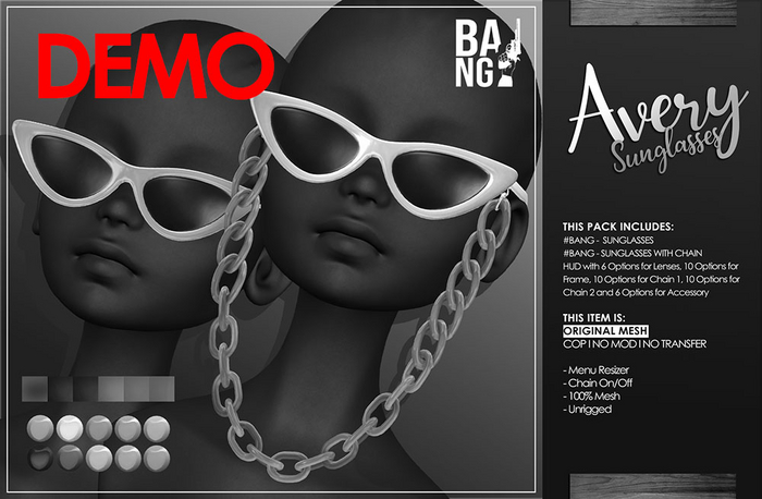 DEMO #BANG . Sunglasses with Chain 'Avery'  *Wear*