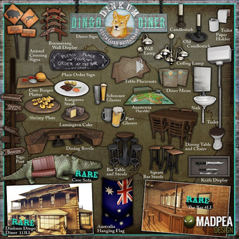 Second Life Marketplace - MadPea Dinkum Dingo Diner - Bar RARE + Bar w