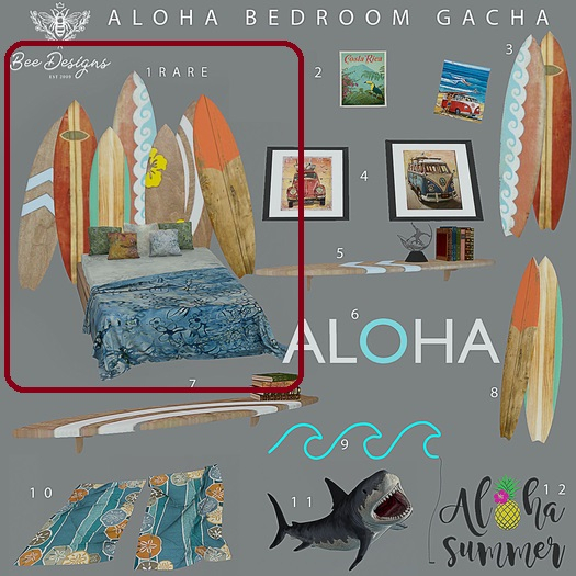 01 Bee Designs Aloha Bedroom  RARE