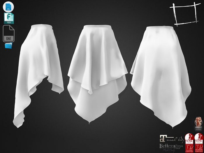 Dae Obj FBX For Long Back Female Skirt Maitreya, Slink (Physique,Hourglass), Belleza (Isis,Freya), Legacy