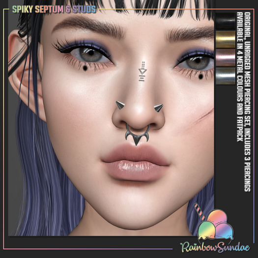 *Rainbow Sundae* Spiky Septum & Studs - Silver