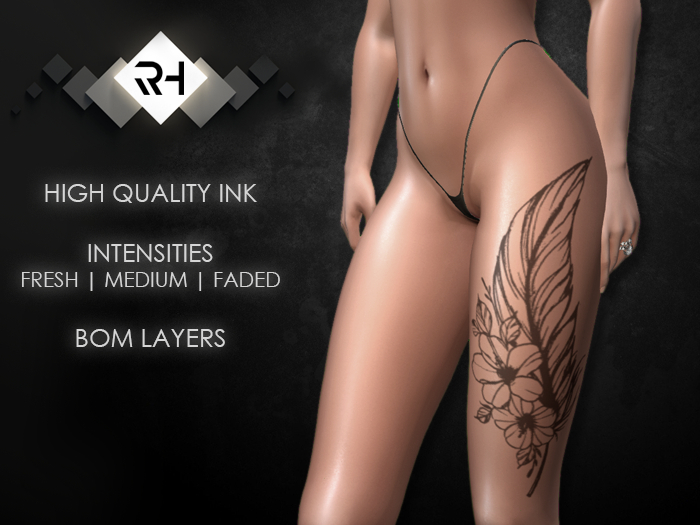 .:RH:. Feather Left Leg Tattoo