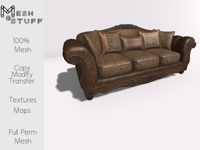 M&S Victorian Rolled Arm Sofa Mesh Full Perm 