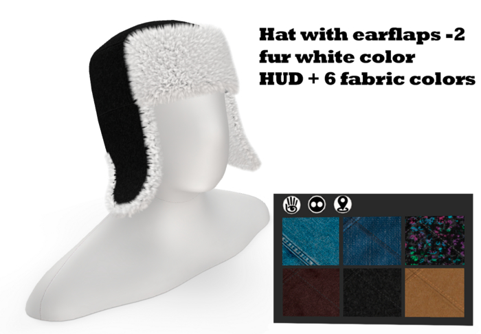 <<GEZI>> Cap with earflaps - (Fur white-2) +