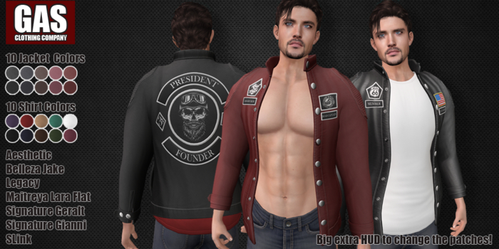 GAS [Mens Biker Jacket Jax - 10x10 Colors w/HUD FATPACK]