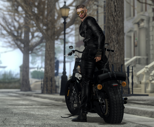 {Caress} Motorcycle Lookback Pose