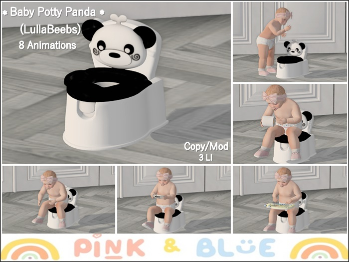 Baby Potty Panda  (LullaBeebs){Pink&Blue}