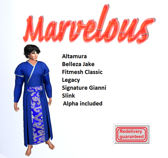 Marvelous Traditional Chinese Robe-Male - Orchid Blue