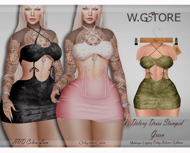 W.G STORE -  Dress Delory Stamped Green