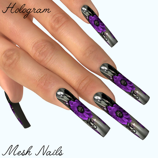Purple Flower Nails
