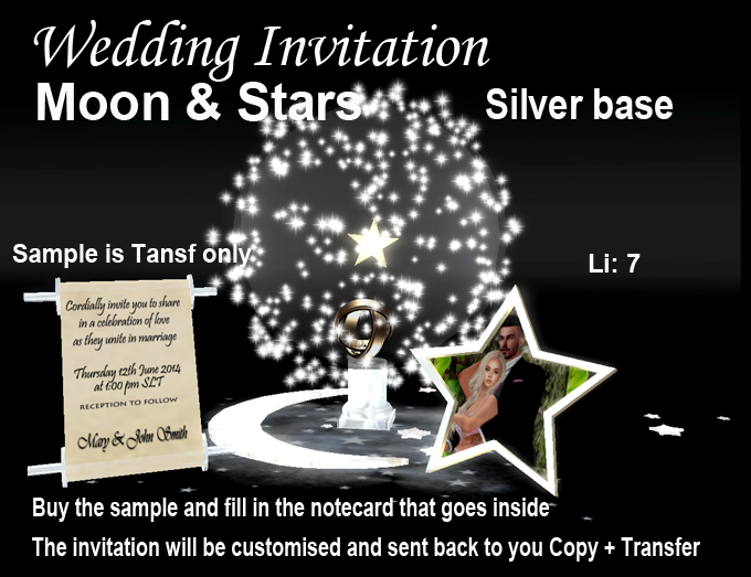 Wedding Invitation - Moon & Stars (silver)