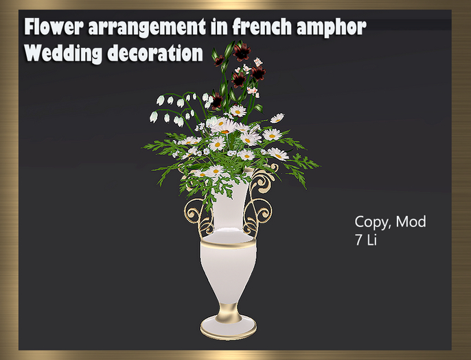 Wedding decoration - Daisies arrangement in French Amphor