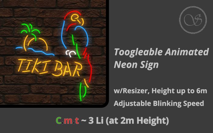 TB02 - Tiki Bar Parrot Neon Sign (Cmt) BOX