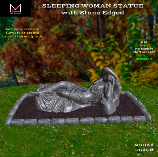 MUDAK DEKOR - SLEEPING WOMAN STATUE WITH STONE EDGED RZ