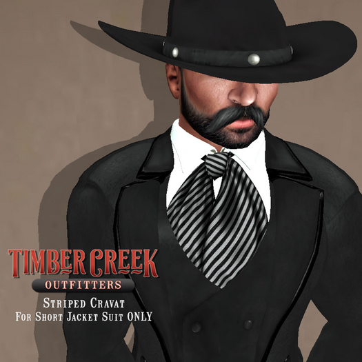 [Timber Creek] Shirt & Cravat-Silver Stripe
