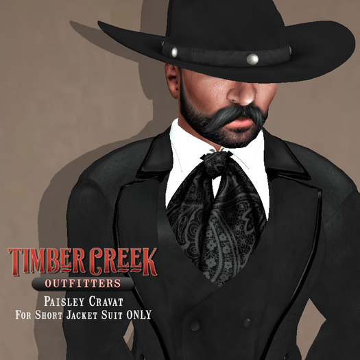 [Timber Creek] Shirt & Cravat-Black Paisley