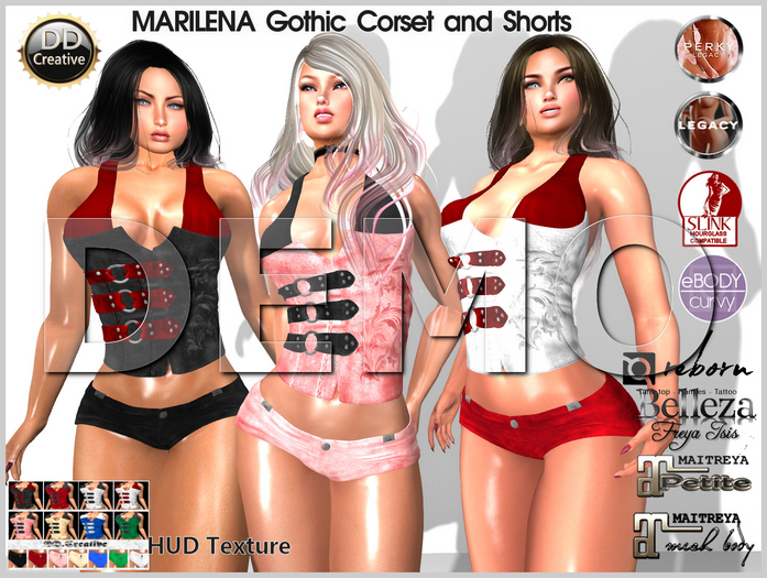☾ⅅⅅ☽ MARILENA Gothic Corset and Shorts [DEMO]
