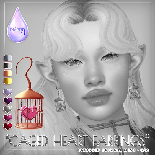 rainnn - Caged Heart Earring - [DEMO]