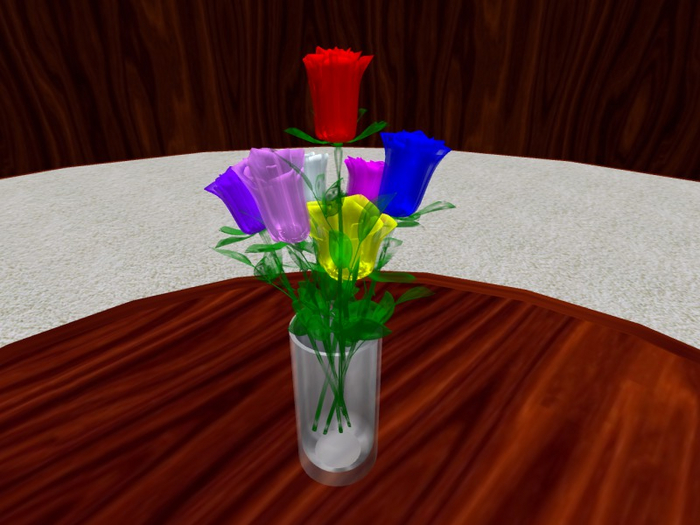 TM Vase of Glass Roses - Colors