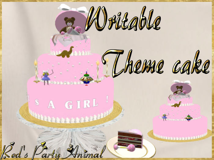 (PROMO 290 ) ITS A   GIRL  TEDDY   Writable   BABY CAKE / BOX