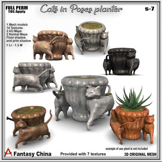 FULL PERM Cats in Poses planter