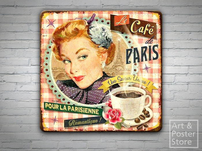 Le Café de Paris | Retro Fun #08 | Rusty Metal Style Wall Sign 
