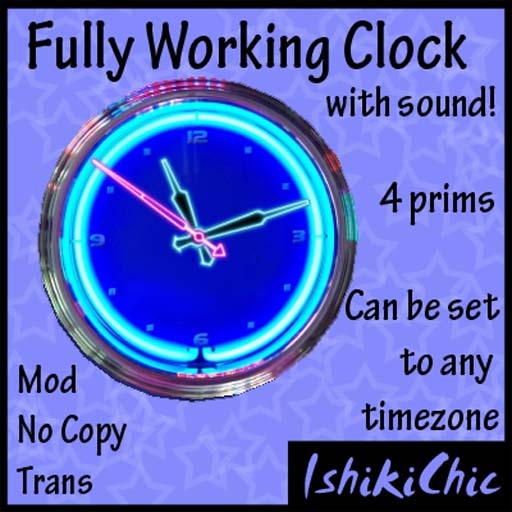 >IC< Fully Working Clock - with sound - Neon Blue
