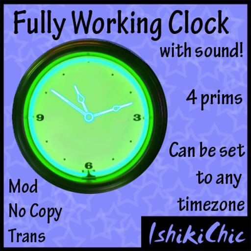 >IC< Fully Working Clock - with sound - Neon Green