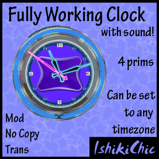 >IC< Fully Working Clock - with sound - NeonChic Blue