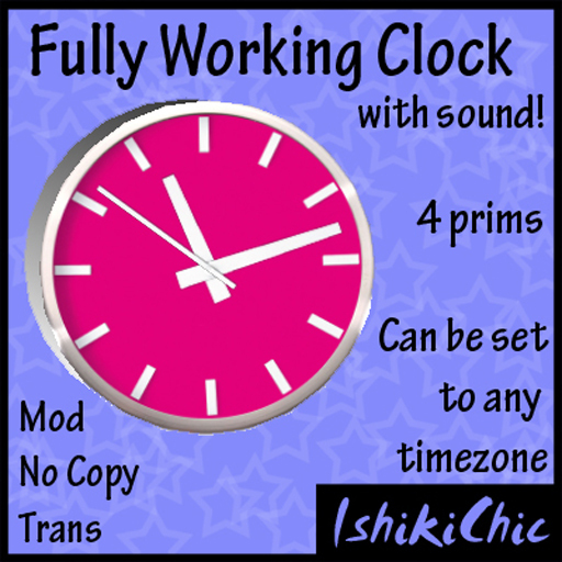 >IshikiChic< Fully Working Clock - with sound - Chic Pink