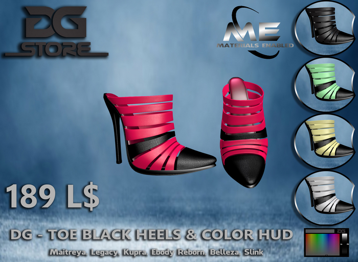 DG - Toe- Black Heels & Color Hud - Box