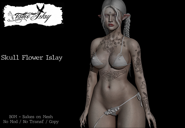 Tattoo Islay - Skull Flower Islay 