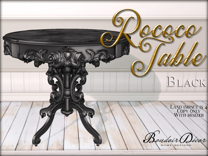 Boudoir-Rococo Table Black