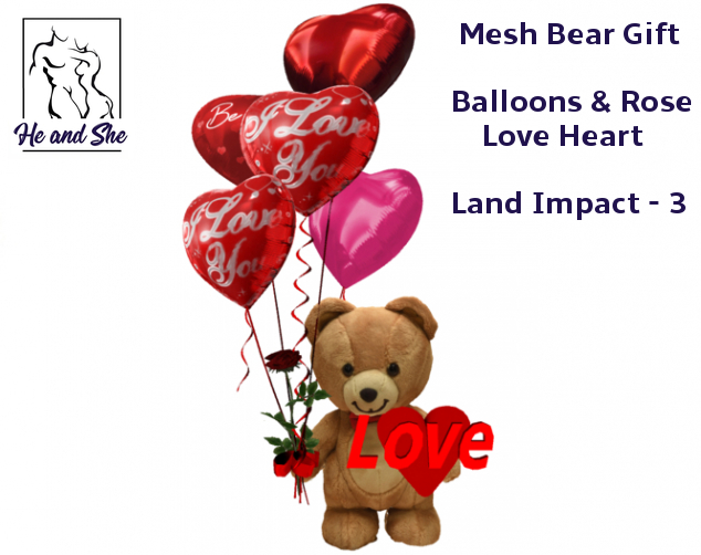Romantic I  Love You Be Mine Teddy Bear with Balloons, Rose & Love Heart **** Valentines Day Gift Promo Sale Price 50L