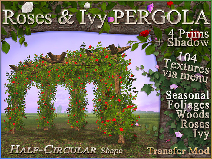 KIDD Roses & Ivy Pergola * Half-Circular * Seasonal Texture Changer * Transfer Mod