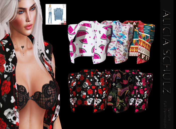 [Alicia Schulz] Texture forFull Perm Women's Denim Sleeveless Vest  Set 2