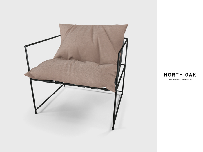 [North Oak] + Cozy Pillow Chair - champagne
