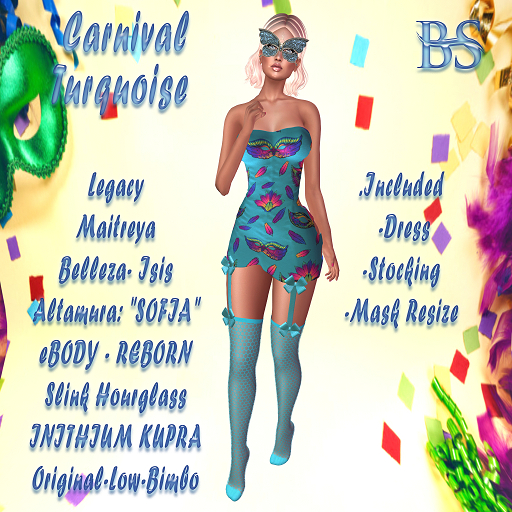 BS-Carnival Turquoise Dress Stocking Mask