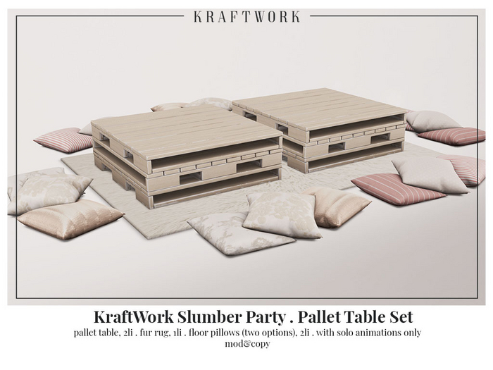 KraftWork Slumber Party . Pallet Table Set (Add Me)