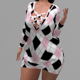 LoveMomma Box Pink Argyle Sweater Dress
