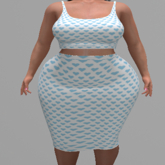 LoveMomma Blue Hearts Pencil Skirt & Tank