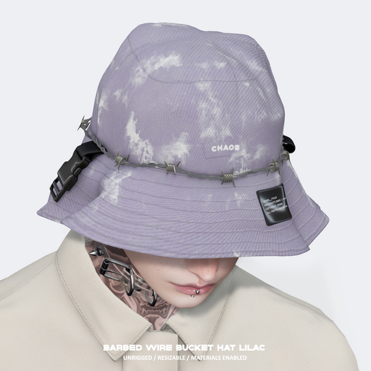 CHAOS. barbed wire bucket hat_lilac