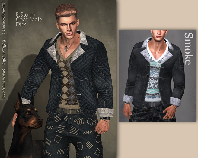 E.Storm Coat Male. Dirk Smoke