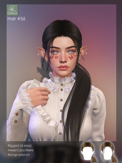 [Ginko Hair] #56 Hair - Reds - side low ponytail