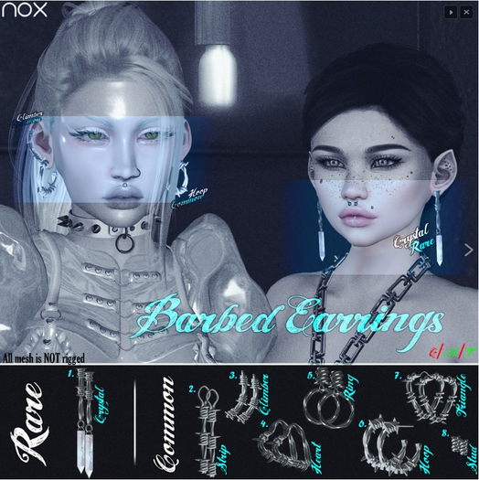 1. NOX. Barbed Earrings [Crystal] RARE